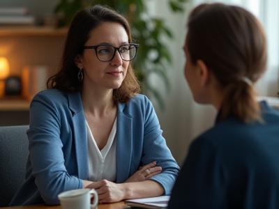 Individuelles Einzelcoaching Gespräch mit einem Coach und Klientin