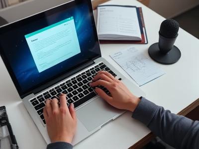 Vorbereitung für einen wichtigen Vortrag mit Notizen und Laptop